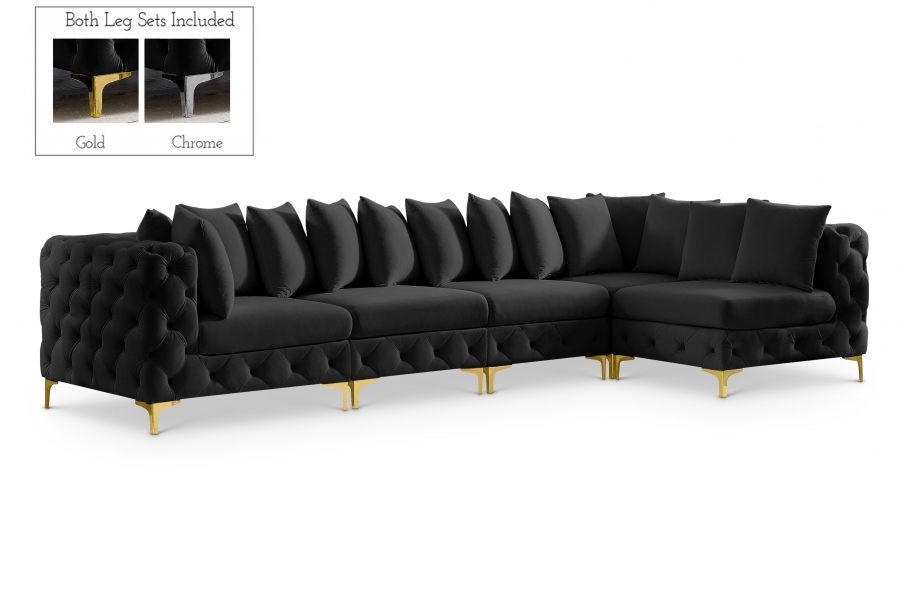 Tremblay 139" Velvet Upholstered 5pc. Modular Sectional