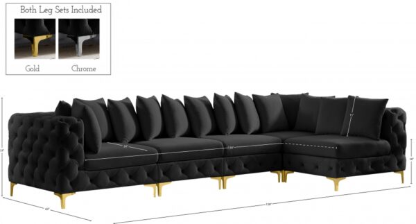 Tremblay 139" Velvet Upholstered 5pc. Modular Sectional