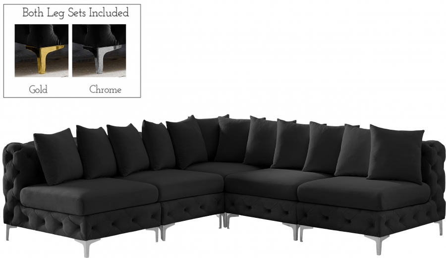 Tremblay 99" Velvet Upholstered 5pc. Modular Sectional