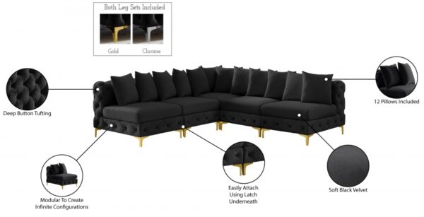 Tremblay 99" Velvet Upholstered 5pc. Modular Sectional