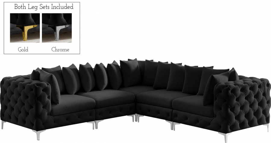 Tremblay 109" Velvet Upholstered 5pc. Modular Sectional