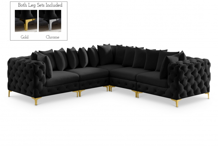 Tremblay 109" Velvet Upholstered 5pc. Modular Sectional