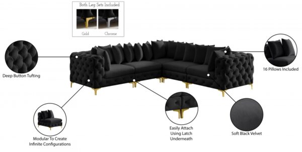 Tremblay 109" Velvet Upholstered 5pc. Modular Sectional