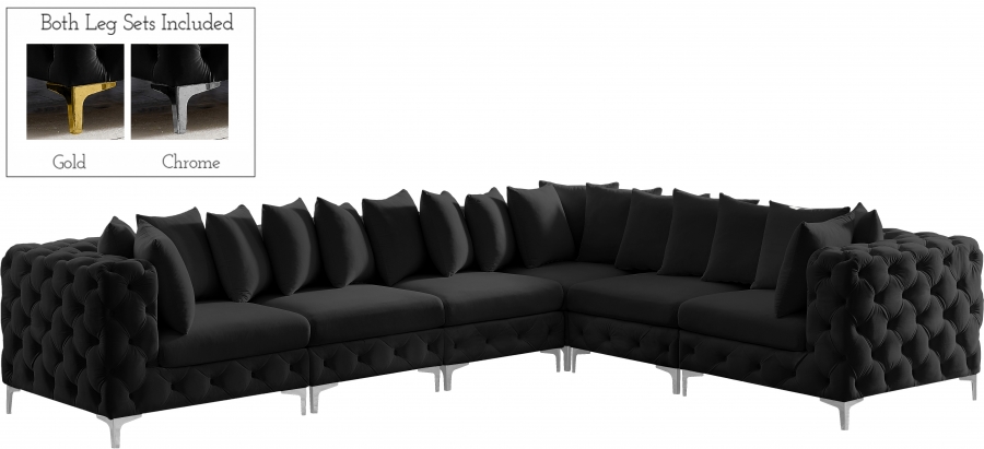Tremblay 139" Velvet Upholstered 6pc. Modular Sectional