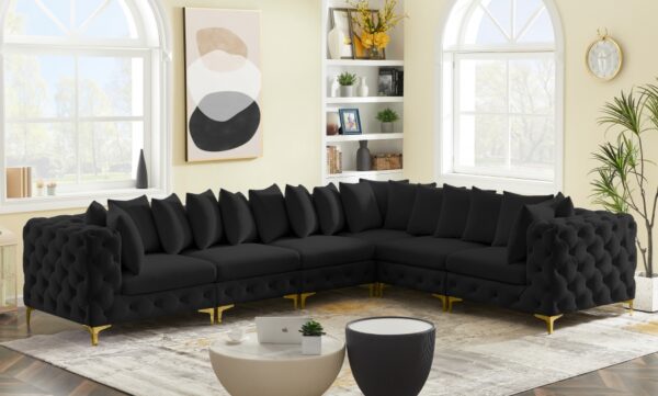 Tremblay 139" Velvet Upholstered 6pc. Modular Sectional