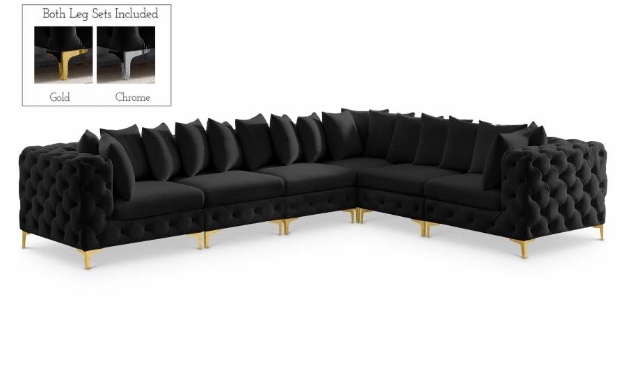 Tremblay 139" Velvet Upholstered 6pc. Modular Sectional