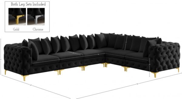 Tremblay 139" Velvet Upholstered 6pc. Modular Sectional
