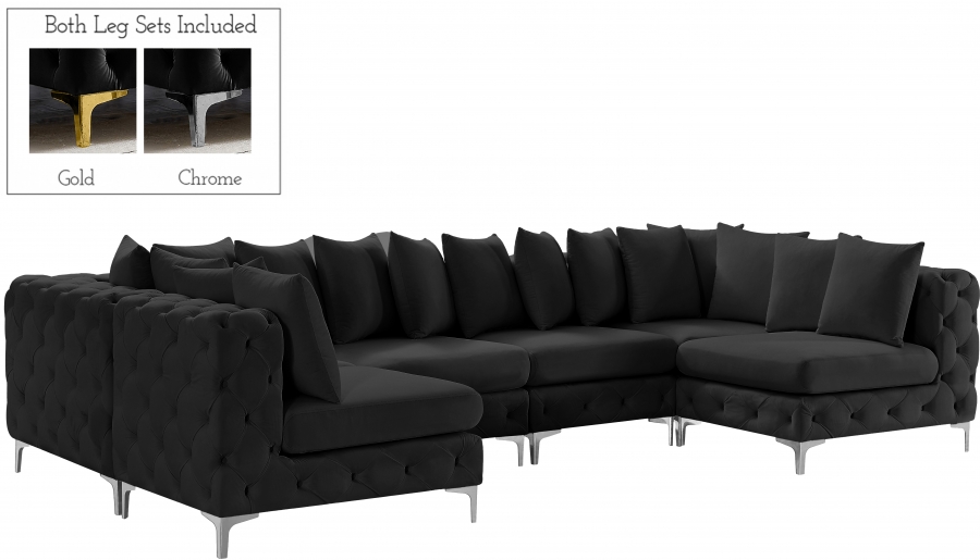 Tremblay 139" Velvet Upholstered 6pc. Modular Sectional