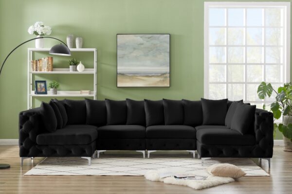 Tremblay 139" Velvet Upholstered 6pc. Modular Sectional