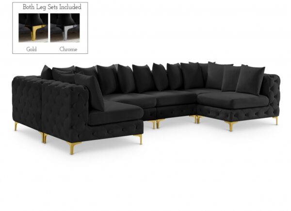 Tremblay 139" Velvet Upholstered 6pc. Modular Sectional