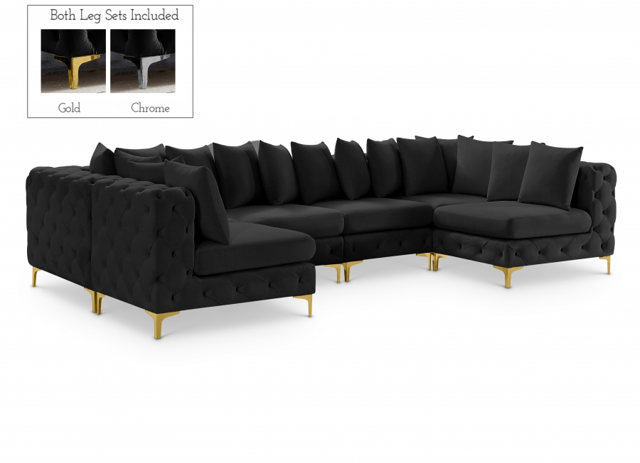 Tremblay 139" Velvet Upholstered 6pc. Modular Sectional