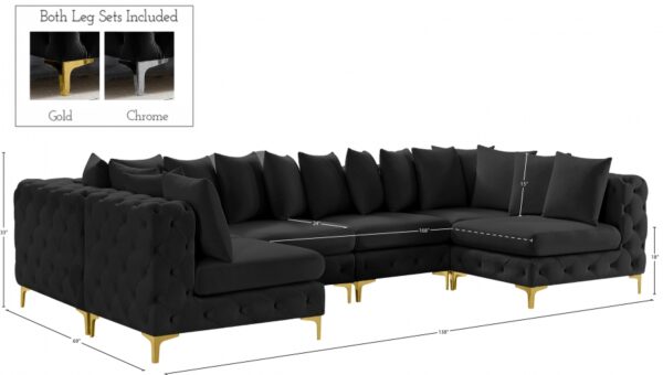 Tremblay 139" Velvet Upholstered 6pc. Modular Sectional