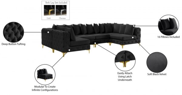 Tremblay 139" Velvet Upholstered 6pc. Modular Sectional