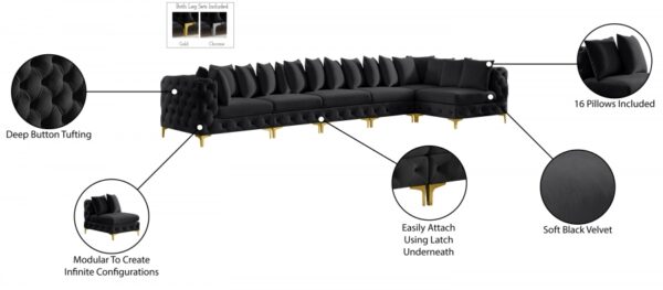 Tremblay 169" Velvet Upholstered 6pc. Modular Sectional