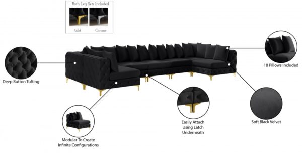 Tremblay 169" Velvet Upholstered 7pc. Modular Sectional