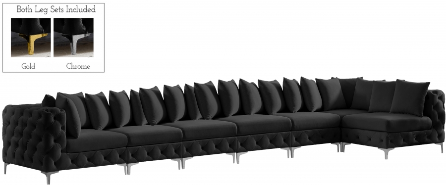 Tremblay 198" Velvet Upholstered 7pc. Modular Sectional