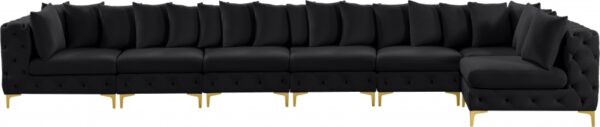 Tremblay 198" Velvet Upholstered 7pc. Modular Sectional