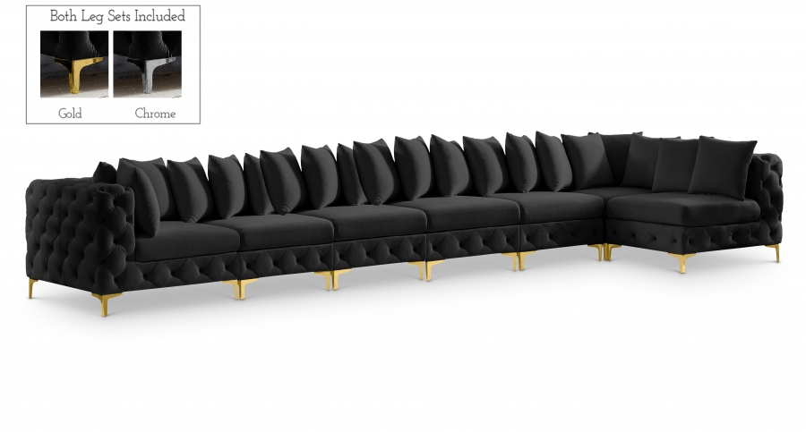 Tremblay 198" Velvet Upholstered 7pc. Modular Sectional