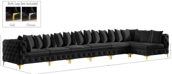 Tremblay 198" Velvet Upholstered 7pc. Modular Sectional