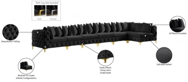 Tremblay 198" Velvet Upholstered 7pc. Modular Sectional