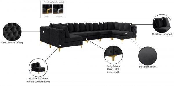 Tremblay 169" Velvet Upholstered 7pc. Modular Sectional