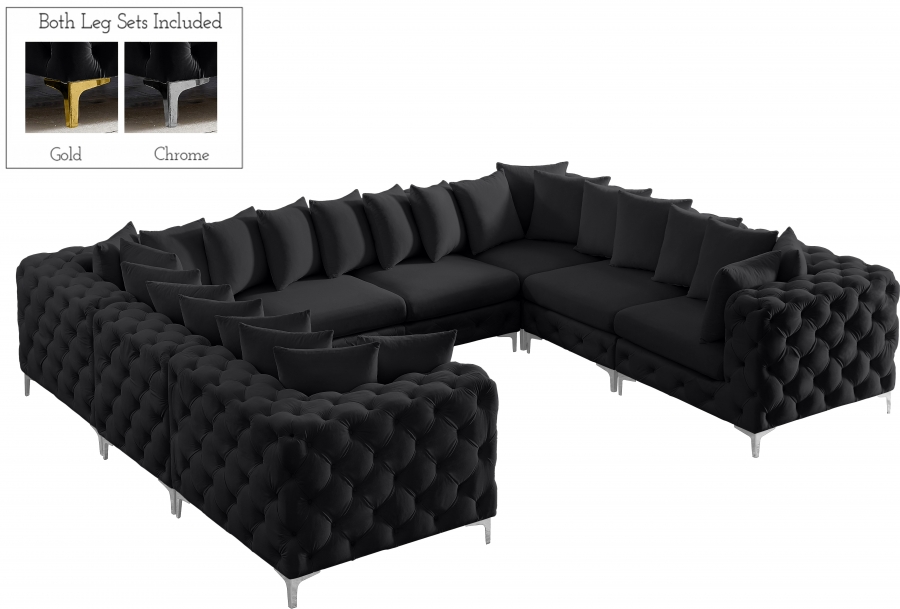 Tremblay 139" Velvet Upholstered 8pc. Modular Sectional