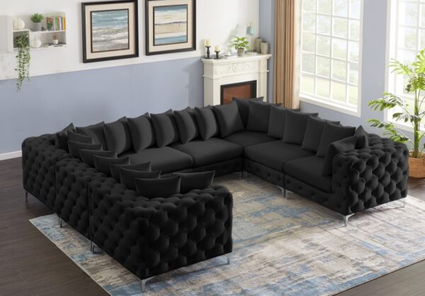 Tremblay 139" Velvet Upholstered 8pc. Modular Sectional