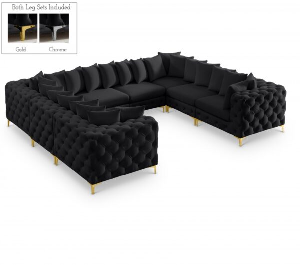 Tremblay 139" Velvet Upholstered 8pc. Modular Sectional
