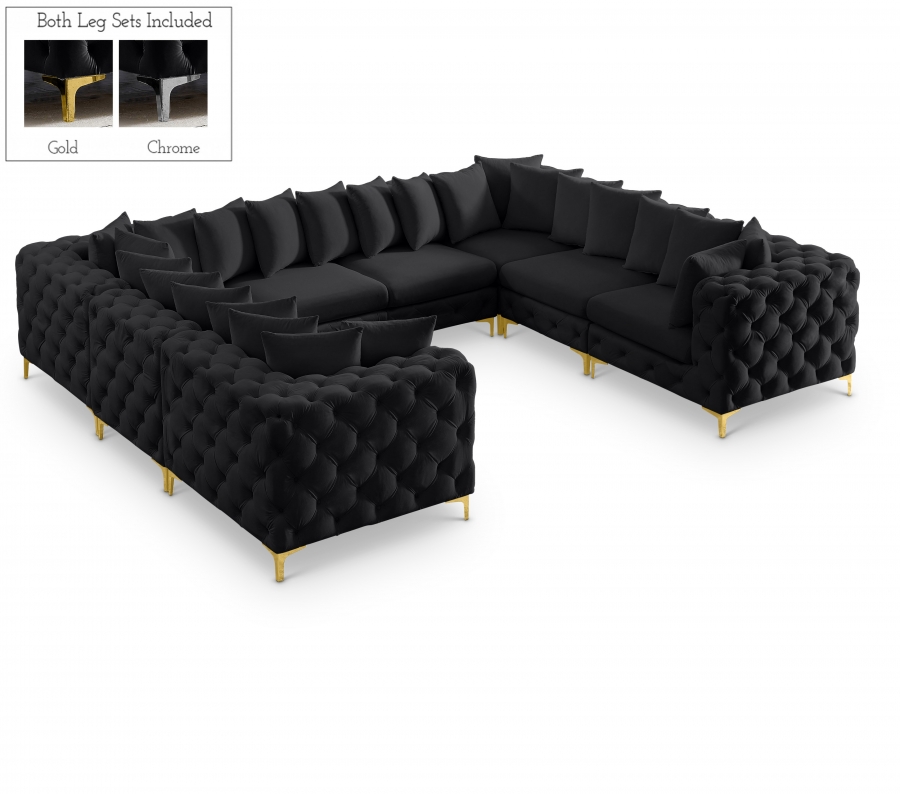 Tremblay 139" Velvet Upholstered 8pc. Modular Sectional