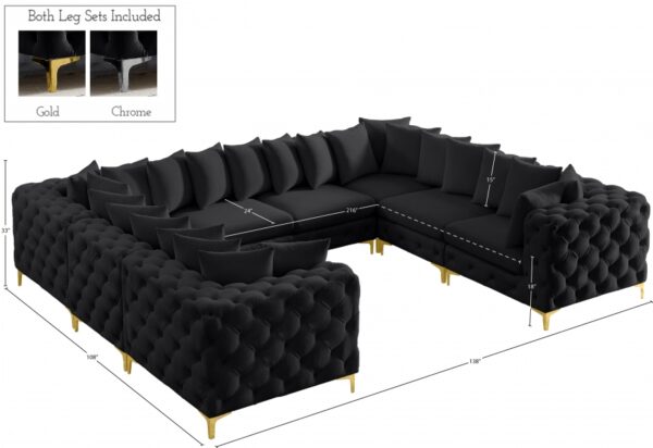 Tremblay 139" Velvet Upholstered 8pc. Modular Sectional