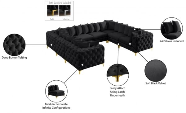 Tremblay 139" Velvet Upholstered 8pc. Modular Sectional
