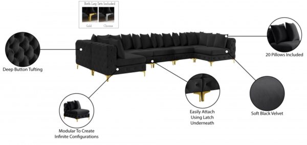 Tremblay 169" Velvet Upholstered 8pc. Modular Sectional