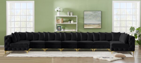 Tremblay 198" Velvet Upholstered 9pc. Modular Sectional