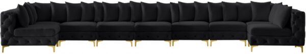 Tremblay 198" Velvet Upholstered 9pc. Modular Sectional