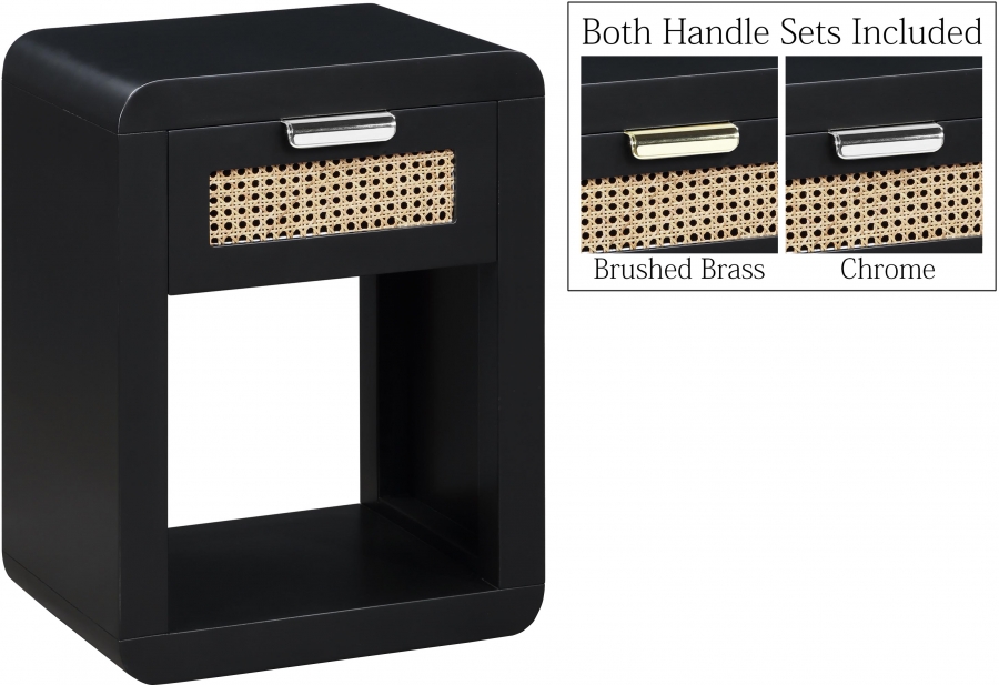 Langham Poplar Wood And Natural Cane Nightstand
