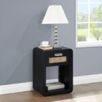 Langham Poplar Wood And Natural Cane Nightstand