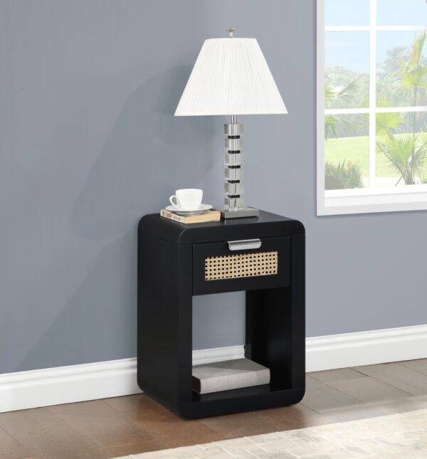 Langham Poplar Wood And Natural Cane Nightstand