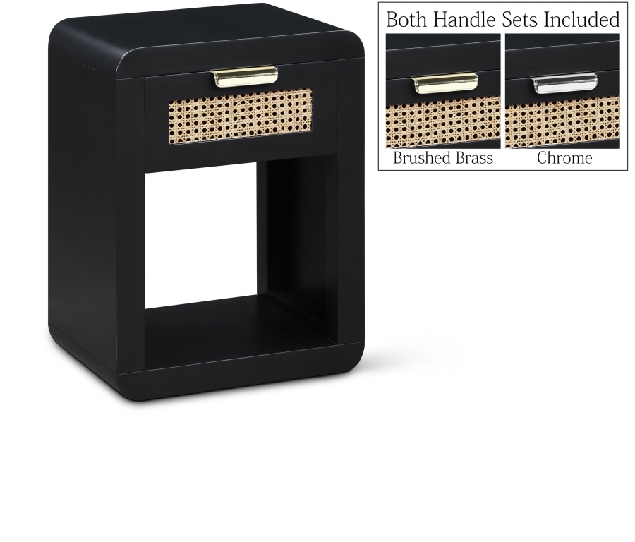 Langham Poplar Wood And Natural Cane Nightstand