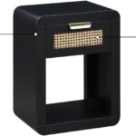 Langham Poplar Wood And Natural Cane Nightstand