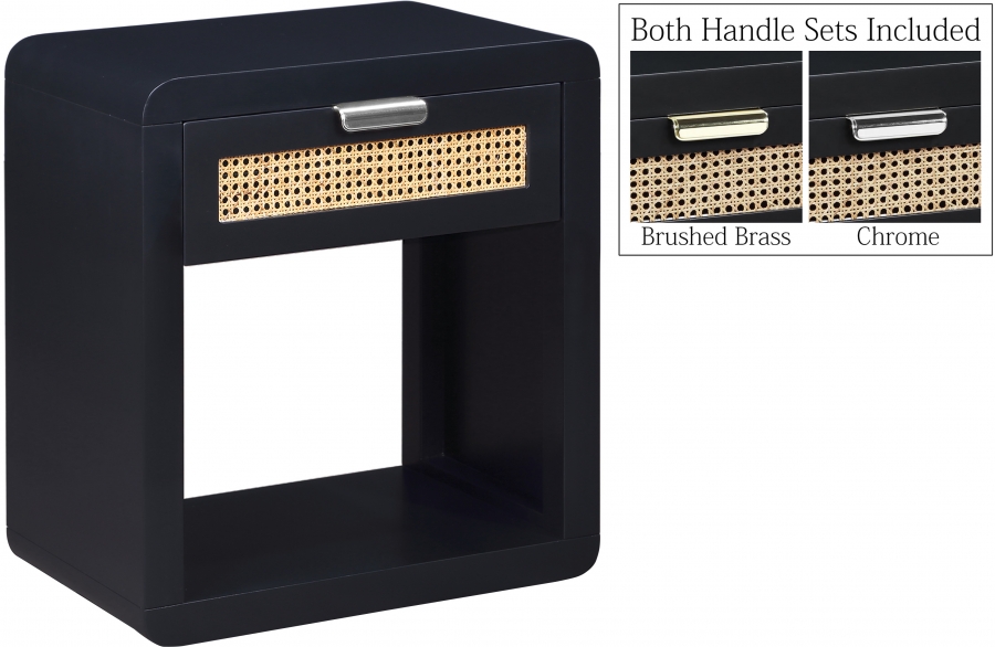 Langham Poplar Wood And Natural Cane Nightstand