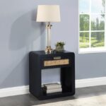 Langham Poplar Wood And Natural Cane Nightstand
