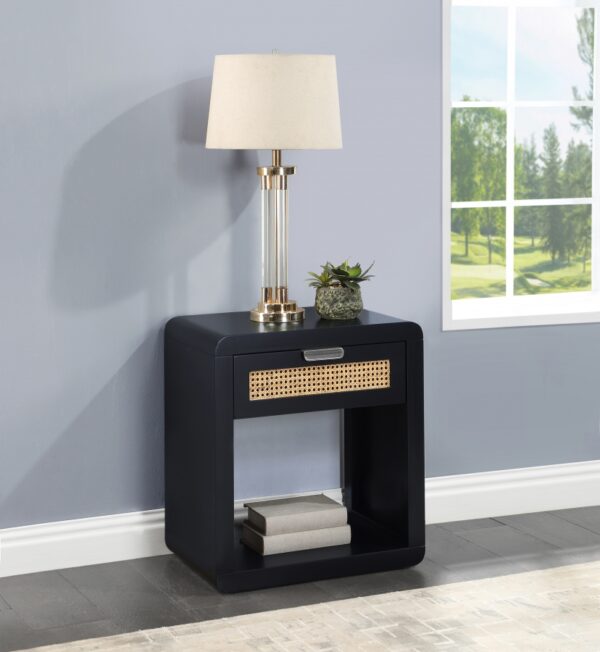 Langham Poplar Wood And Natural Cane Nightstand