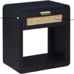 Langham Poplar Wood And Natural Cane Nightstand