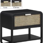 Sage Solid Wood And Natural Cane Nightstand