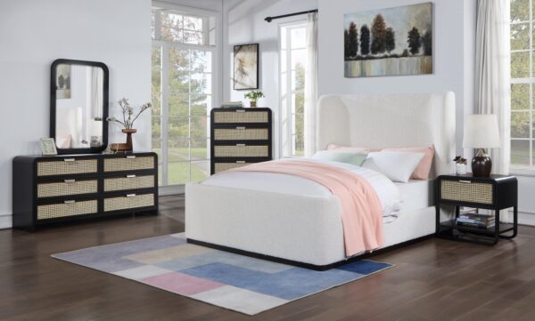 Sage Solid Wood And Natural Cane Nightstand