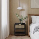 Sage Solid Wood And Natural Cane Nightstand