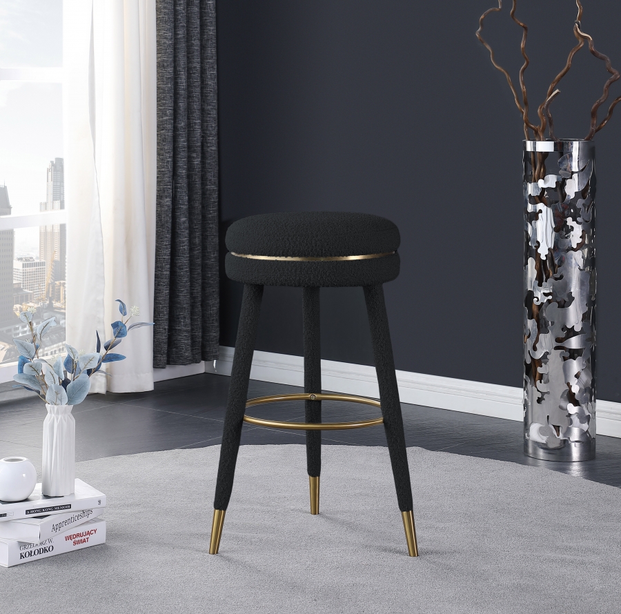 Coral Boucle Fabric Upholstered Bar Stool