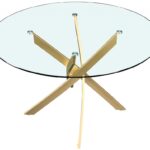 Xander 48" Glass Top And Iron Base Round Dining Table