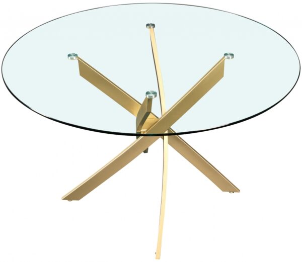 Xander 48" Glass Top And Iron Base Round Dining Table