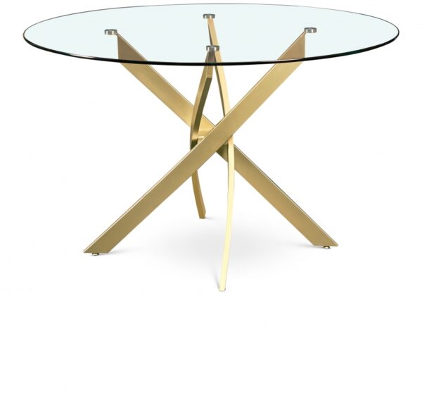 Xander 48" Glass Top And Iron Base Round Dining Table